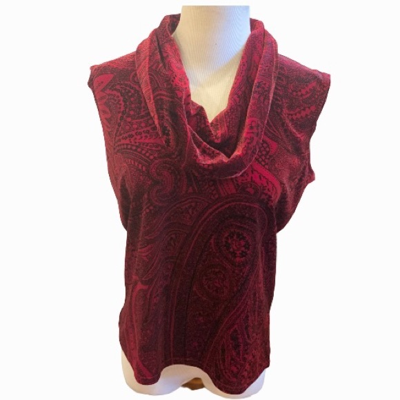 Vintage Kathie Lee Red Black Velvet Velour Maxi Skirt Cowl Neck Top L Holiday - Picture 4 of 11